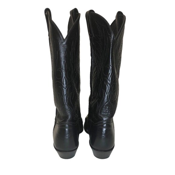 SOLS Vintage Tony Lama Shiny Black Leather Embroidered Women’s Cowboy Boots - Picture 5 of 8